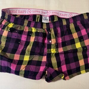 PINK Victoria's Secret Plaid Lounge Shorts in Pink, Yellow, Black